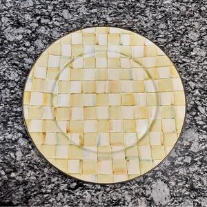 MacKenzie-Childs Parchment Check enamel charger plate, 16”